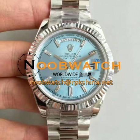 Replica Rolex Day-Date 40 228239 40MM KW Stainless Steel Blue Dial Swiss 3255