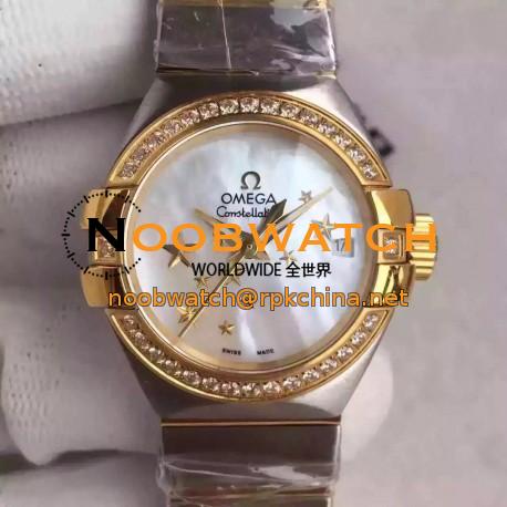 Replica Omega Constellation Ladies 123.25.27.20.05.001 27MM EF Stainless Steel & Yellow Gold Mother Of Pearl Dial Swiss 8520