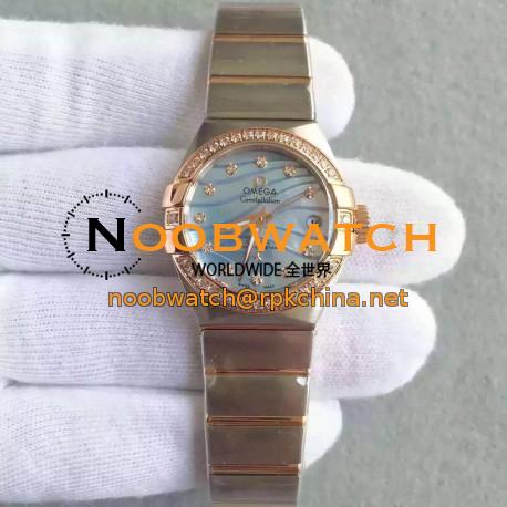 Replica Omega Constellation Ladies 123.25.27.20.57.003 27MM EF Stainless Steel & Rose Gold Blue & Diamonds Dial Swiss 8520