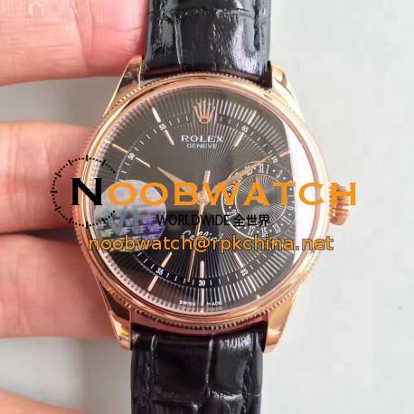 Replica Rolex Cellini Date 50515 VF Rose Gold Black Dial Swiss 3165