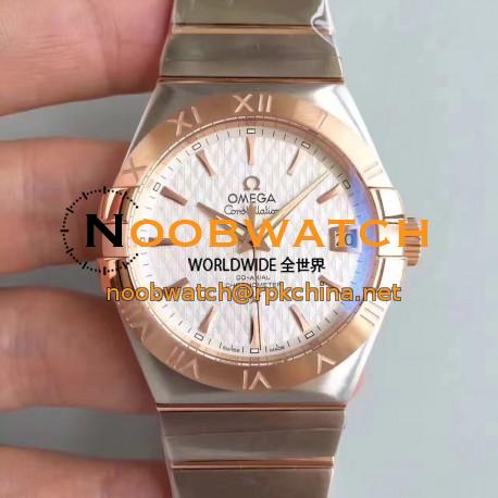 Replica Omega Constellation 123.20.38.21.02.008 38MM SSS Stainless Steel & Rose Gold White Dial Swiss 8500