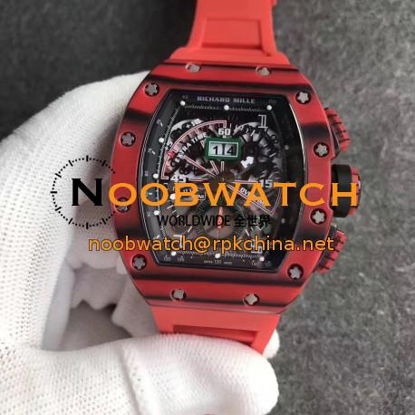 Replica Richard Mille RM011-01 Roberto Mancini Flyback Chronograph KV Red Forged Carbon Black Skeleton Dial Swiss 7750