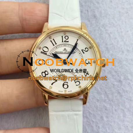 Replica Jaeger-LeCoultre Ladies Rendez-Vous Night & Day Medium 3441420 N Yellow Gold White Dial Swiss 898A/1